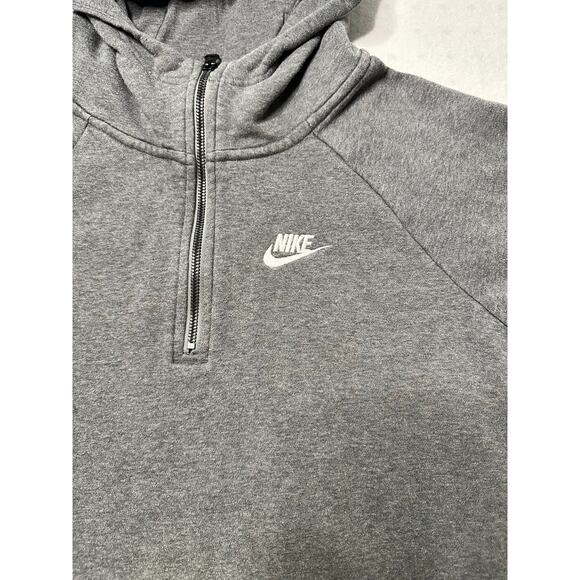 Nike Sportswear Club Fleece Hoodie Medium Gray Half Zip Pullover - Picture 3 of 7